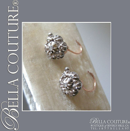 SOLD! - (ANTIQUE) Rare Georgian 18K Rose Gold Rose Cut Diamond Earrings Circa. 1790-1800