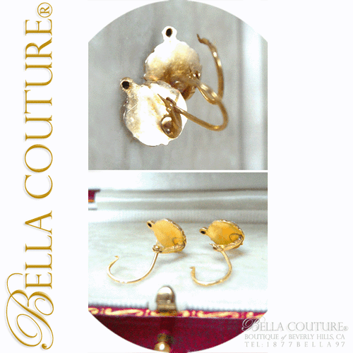 SOLD! - Gorgeous Antique Victorian 18K Yellow Gold Persian Hue Turquoise Enamel Flower Earrings Fine French Jewelry