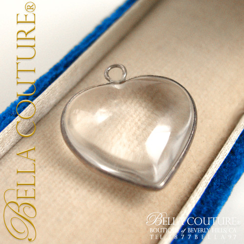 SOLD! - Rare Gorgeous Antique Victorian Petite Heart Rock Crystal Pools of Light Pendant Charm Circa 1880 - 1900