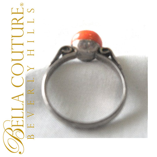 SOLD! - Rare Antique Georgian Victorian c.1700s Natural Coral Silver Hallmarked "800" Ring Fine Jewelry