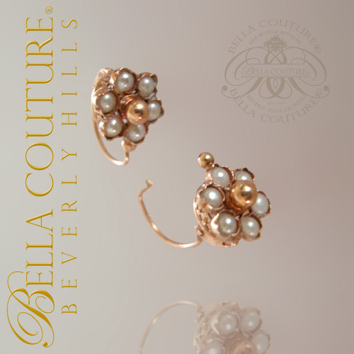 SOLD! - Rare Gorgeous Antique Victorian Dainty 18K Rose Gold Pearl Circa 1838 Ornate Earrings Fine Jewelry