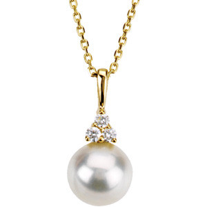 (NEW) BELLA COUTURE Diamond Freshwater Cultured  Pearl 14K Yellow Gold Ring