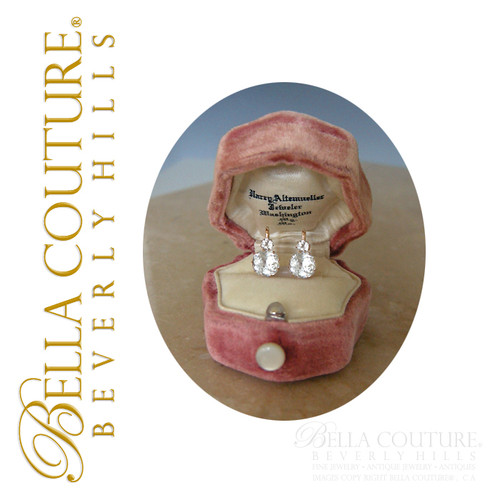 SOLD! - (ANTIQUE) Rare French 2.50ct Rose Cut Paste Victorian 18K 18Ct Solid Rose Gold Earrings Circa 1700s - 1830s Fine Jewelry