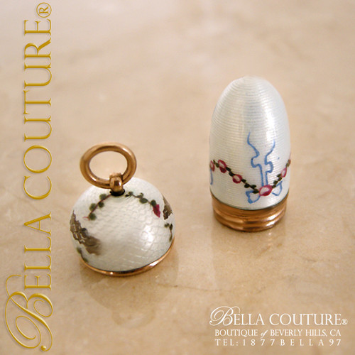 SOLD! - (ANTIQUE) Rare Gorgeous Fine Antique Victorian Floral Flower Guilloche Chatelaine Pill Box With 14K Rose Gold Accent Pendant Charm (Screws Closed) Miniature Pill Box