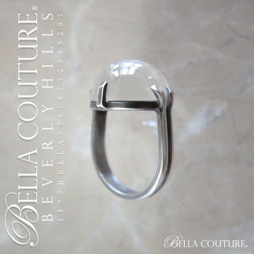 SOLD! - (VINTAGE) Rare Exquisite Arts & Crafts Pools of Light Art Deco Sterling Silver Rock Crystal Ring Jewelry
