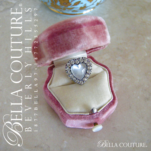 SOLD! - (ANTIQUE) Rare Gorgeous Georgian Victorian Pools of Light 9K/9CT Yellow Gold Sterling Silver Puffy Heart Heart Diamond Paste, Rock Crystal Circa Late 1700 early 1800s PRISTINE CONDITION! EXQUISITE!