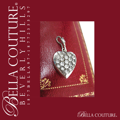 SOLD! - (ANTIQUE) Gorgeous Rare GEORGIAN Victorian Puffy Heart Sterling Silver Diamond-Paste Pave Charm Pendant c.1700 - 1840
