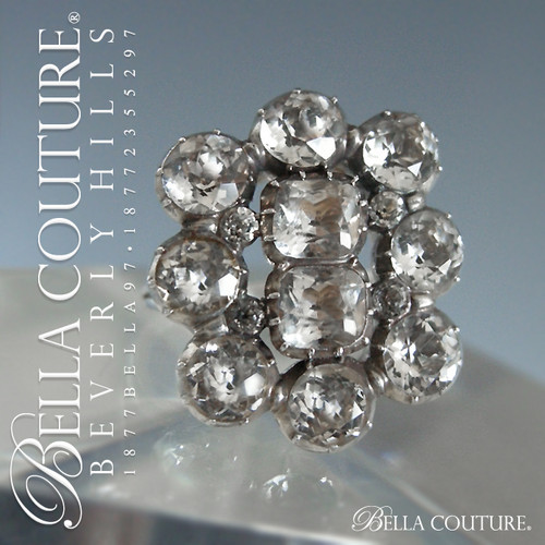 SALE PENDING! - (ANTIQUE) Rare Exquisite Georgian c. 1714-1830 Riviere 'Black Dot' Diamond-Paste 18K 18CT & Sterling Silver Ring One of a Kind Fine Haute Couture Jewelry