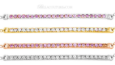 (NEW) BELLA COUTURE ZOE Pave' Diamond 14K Rose Gold Modern Bar Necklace with Chain ~ 18" - 16" (Adjustable Length)