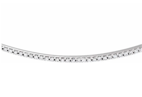 (NEW) BELLA COUTURE ZOE Pave' Diamond 14K White Gold Bar Necklace with Chain ~ 18" - 16" (Adjustable Length)