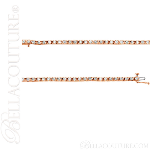 (NEW) BELLA COUTURE BELLAIGE Gorgeous 2 CTW Diamond 14k Rose Gold Tennis Bracelet