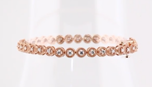 (NEW) BELLA COUTURE Gorgeous 1 CTW Diamond 14k Rose Gold Tennis Bracelet (7" Inches)