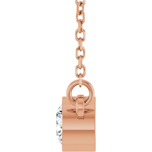 (NEW) Bella Couture Fine 1/4 CT Diamond 14k Rose Gold Solitaire Pendant With Chain Necklace (18" Inches)