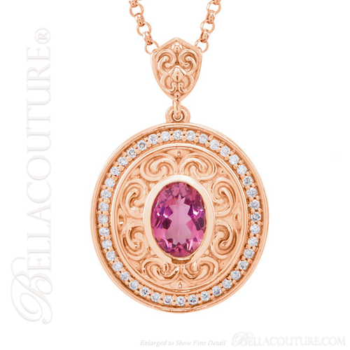 (NEW) Bella Couture Gorgeous Genuine Pink Tourmaline 1/3CT Diamond 14k Rose Gold Dangle Drop Earrings
