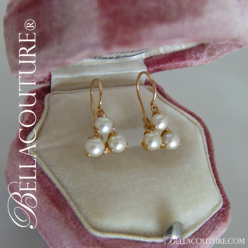 SOLD! - (ANTIQUE) Rare Gorgeous Demure, Petite & Dainty Georgian Victorian 18K Rose Gold Genuine White Akoya Salt Water Pearl Earrings 18th Century C. 1780