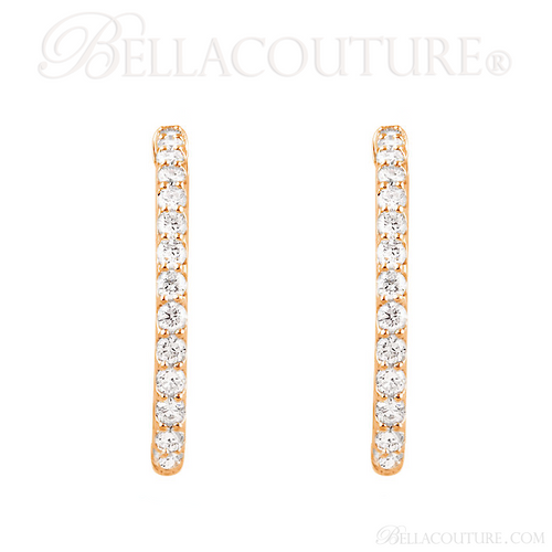 (NEW) BELLA COUTURE FLORA Collection Gorgeous Fine Brilliant 1/2CT Pave' Diamond Inside/Out 14K Rose Gold Hoop Lever Back Earrings