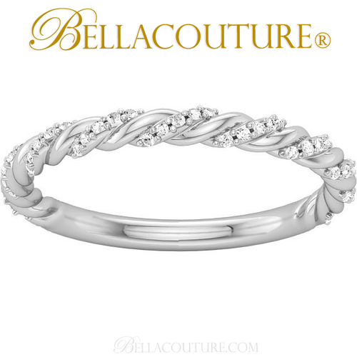 (NEW) BELLA COUTURE Gorgeous Brilliant 1/8CT Diamond PLATINUM Stackable Ring
