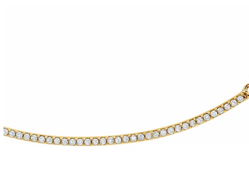 (NEW) BELLA COUTURE ZOE Pave' Diamond 14K Yellow Gold Bar Chain Necklace 18" - 16" (Adjustable Length)