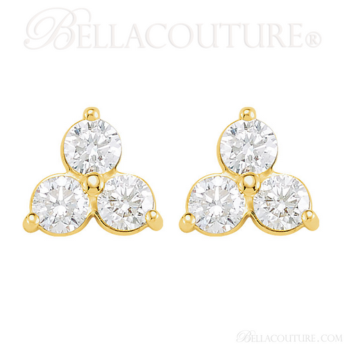 (NEW) BELLA COUTURE DEMI Gorgeous Fine Three-Stone Diamond 14K White Gold Earrings (1 ct. tw.)