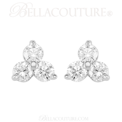 (NEW) BELLA COUTURE DEMI Gorgeous Fine Three-Stone Diamond 14K White Gold Earrings (1 ct. tw.)