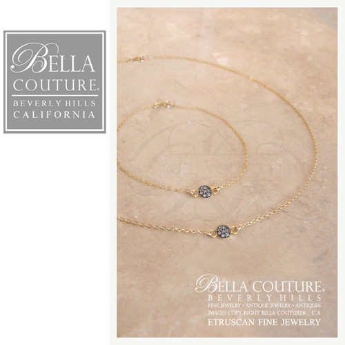 (NEW) BELLA COUTURE LUCKY SEVEN Limited Edition Designer Etruscan 14K Yellow Gold Pave' Diamond Chain Bracelet (Adjustable) (From 7.5", 7" to 6.5" Inches in Length)