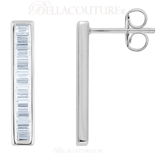 (NEW) BELLA COUTURE Le FEMME Gorgeous Fine Baguette Diamond Vertical Bar 14K White Gold Earrings (1/2 ct. tw.)