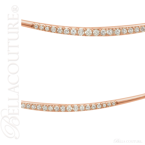 (NEW) BELLA COUTURE CASCADE Gorgeous Fine Diamond (1/8 CT) Vertical Curved Bar 14K Rose Gold Pendant Necklace (18" in Length)