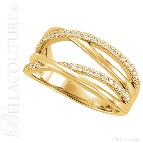 (NEW) BELLA COUTURE ALIA Fine Diamond Organic Woven 14k Yellow Gold Ring