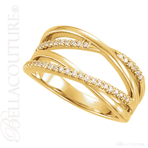 (NEW) BELLA COUTURE ALIA Fine Diamond Organic Woven 14k Yellow Gold Ring