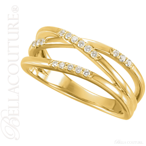 (NEW) BELLA COUTURE CARINGTON Fine Diamond Organic Woven 14k Yellow Gold Ring