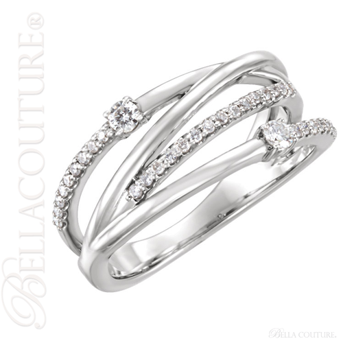(NEW) BELLA COUTURE GLORY Fine 1/2 CT Diamond Organic Woven PLATINUM Gold Ring