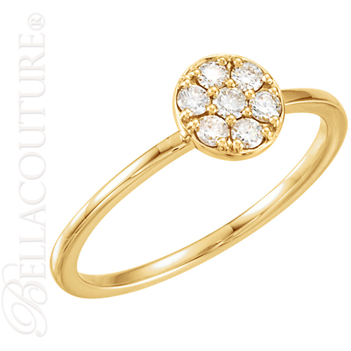 (NEW) BELLA COUTURE HONORA Fine Elegant 1/4 CT Diamond 14k Yellow Gold Stackable Ring