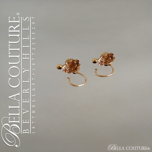 SOLD! - (ANTIQUE) Gorgeous Antique Victorian Dainty White Natural Freshwater Cultured Pearl 18K Yellow & Rose Gold Flower Earrings c.1838