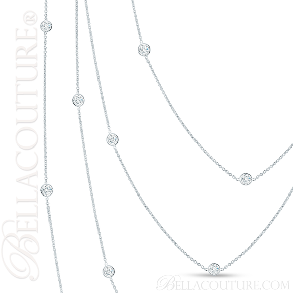 (NEW) BELLA COUTURE Fine Diamond 5-Station 14K White Gold Necklace (18" in Length)(3/4 CT. TW.)