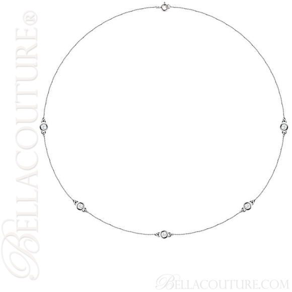 (NEW) BELLA COUTURE Fine Diamond 5-Station 14K White Gold Necklace (18" in Length)(3/4 CT. TW.)