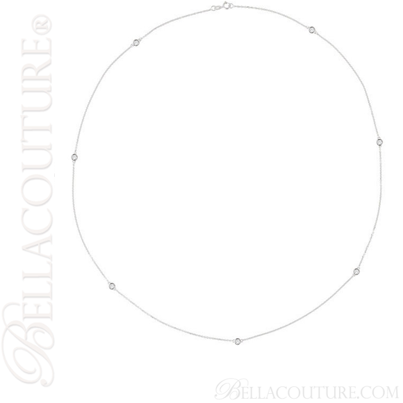 (NEW) BELLA COUTURE Fine Diamond 7-Station 14K White Gold Necklace (24" in Length)(1/3 CT. TW.)
