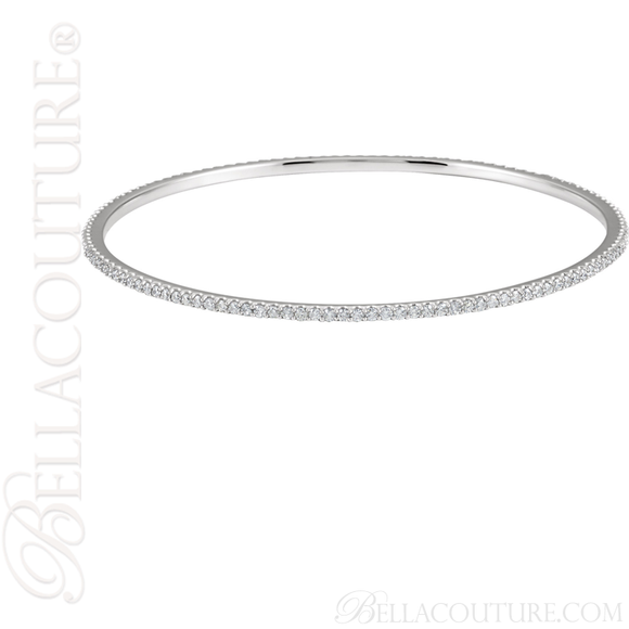 (NEW) BELLA COUTURE STACKABLE FINE PAVE' DIAMOND 14K WHITE GOLD BRACELET (2 CT. TW.) 8" INCHES