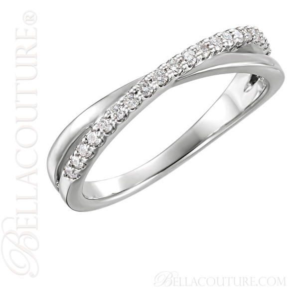 (NEW) BELLA COUTURE GENA Fine Gorgeous Diamond Criss Cross 14K Rose Gold Ring (1/5 CT. TW.)