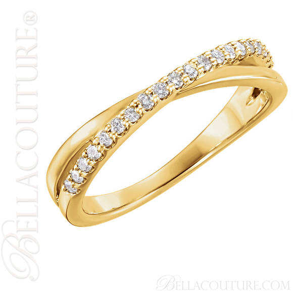 (NEW) BELLA COUTURE GENA Fine Gorgeous Diamond Criss Cross 14K White Gold Ring (1/5 CT. TW.)