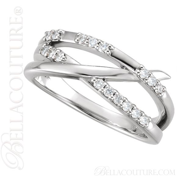 (NEW) BELLA COUTURE VIOLA II Fine Gorgeous Diamond Organic Woven Criss Cross 14K Yellow Gold Ring