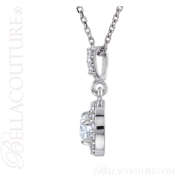 (NEW) BELLA COUTURE HALO Gorgeous Fine Diamond 14K Yellow Gold Necklace (18" in Length)(1/2 CT. TW.)
