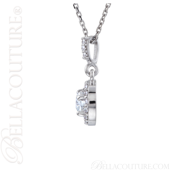 (NEW) BELLA COUTURE HALO Gorgeous Fine Diamond 14K Yellow Gold Necklace (18" in Length)(1/2 CT. TW.)