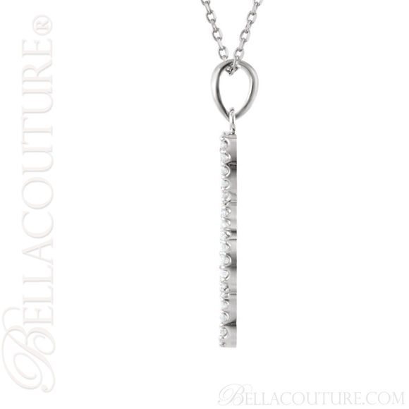 (NEW) BELLA COUTURE Fine Petite Treble Clef Diamond 14K Yellow Gold Pendant Necklace (16" in Length) (1/4 CT. TW.)