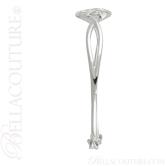 (NEW) BELLA COUTURE FINE ELEGANT SCULPTED LEAF PAVE' DIAMOND 14K WHITE GOLD CUFF BRACELET (ADJUSTABLE)