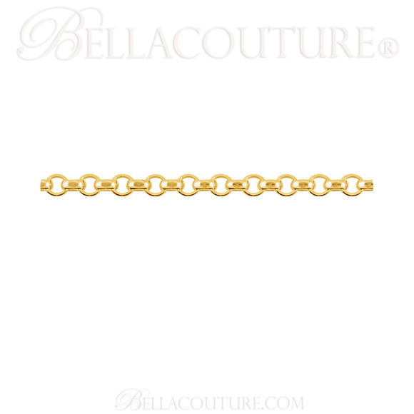 (NEW) BELLA COUTURE Fine (16") 14K Solid Yellow Gold Rolo Necklace Chain (2MM Width)