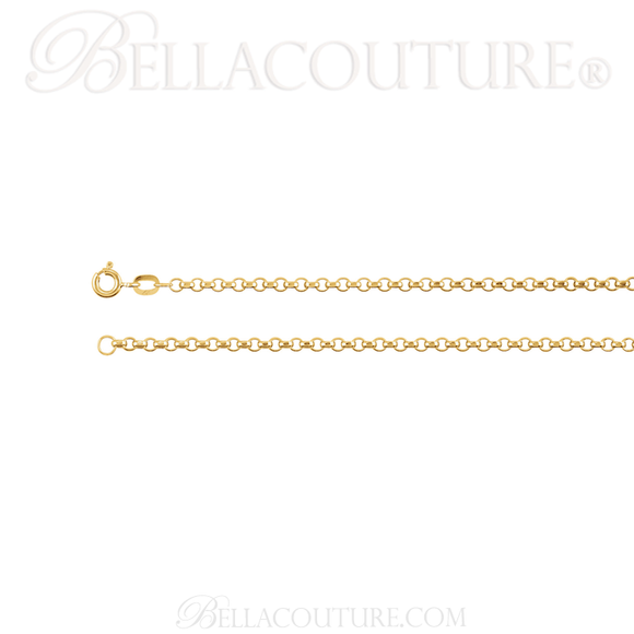 (NEW) BELLA COUTURE® Fine (7") 14K Solid Yellow Gold Rolo Bracelet Chain (2MM Width)