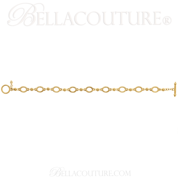 (NEW) BELLA COUTURE ETRUSCAN COLLECTION Fine 14K Solid Yellow Gold Chain Toggle Dangle Drop Accent Bracelet