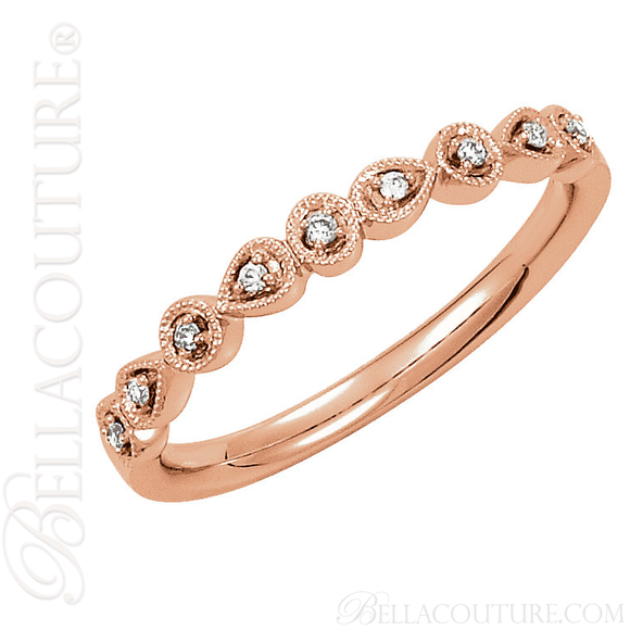 (NEW) BELLA COUTURE SOSA III Fine Diamond 14K Rose Gold Stackable Ring