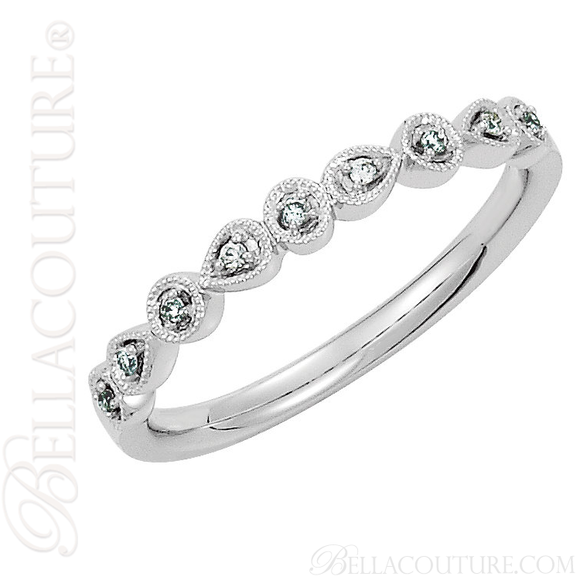 (NEW) BELLA COUTURE SOSA III Fine Diamond 14K White Gold Stackable Ring