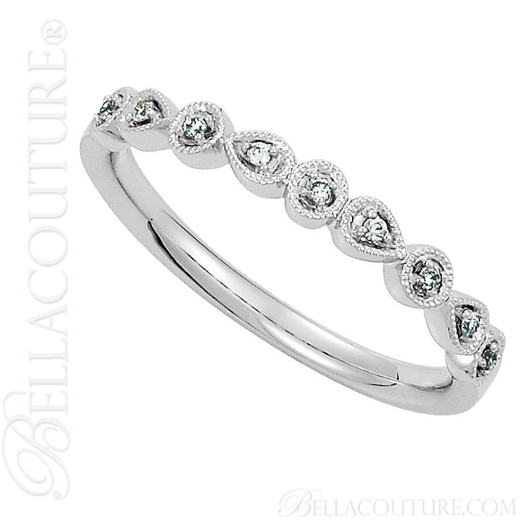 (NEW) BELLA COUTURE SOSA III Fine Diamond 14K White Gold Stackable Ring